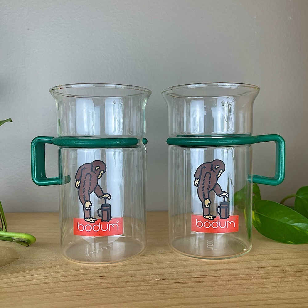 VINTAGE BODUM GLASS MUGS SET OF TWO